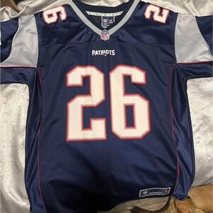NFL Patriots Jersey #26 in Navy and Silver